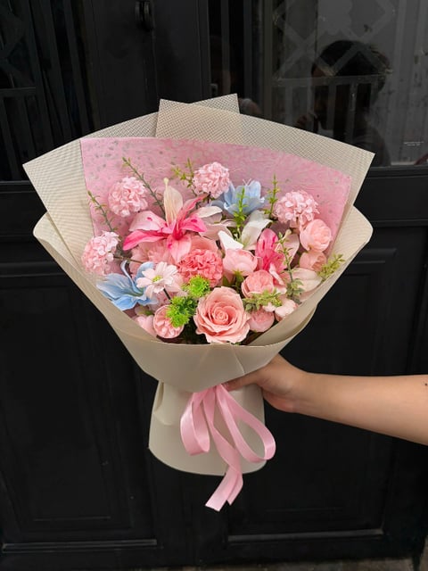 Bó Hoa Garden Lụa Mix Sáp 2