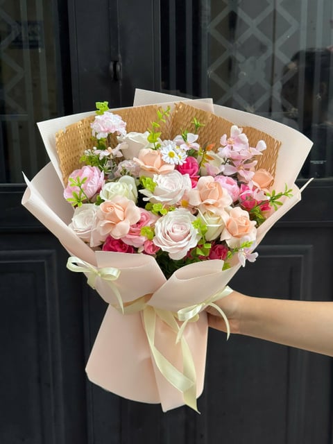 Bó Hoa Lụa Mix Hoa Sáp Mẫu 2