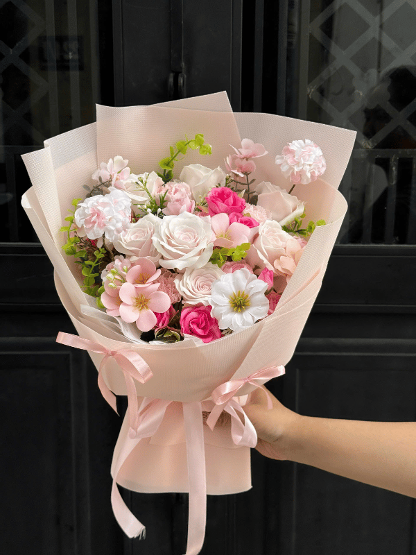 Bó Hoa Lụa Mix Hoa Sáp Mẫu 3 – ảnh 1